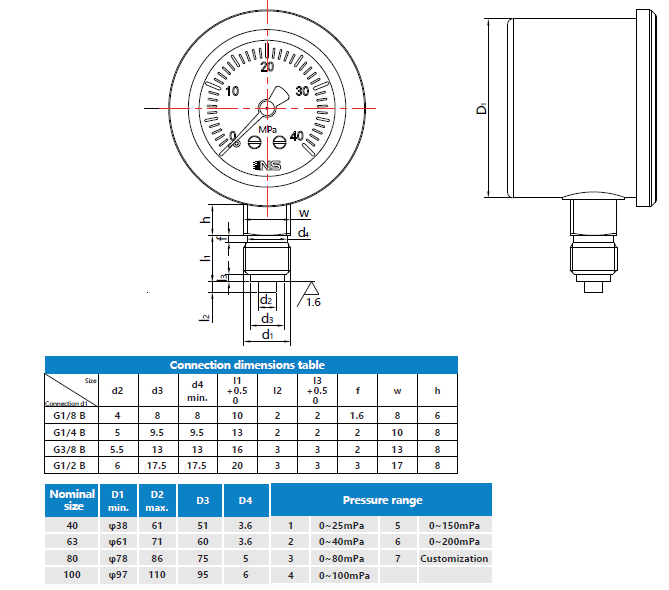 Bourdon Tube Oil Fuel Gas Water Pressure Gauge From China Manufacturer